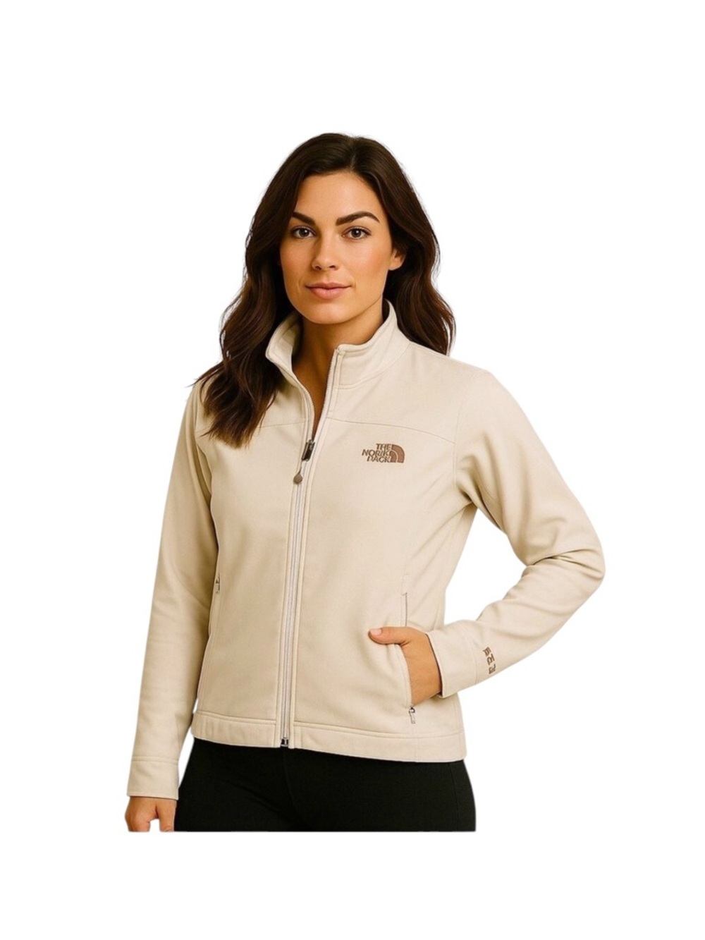 ECRU THE North Face zip up jacket off white mid season coat XS soft liner active